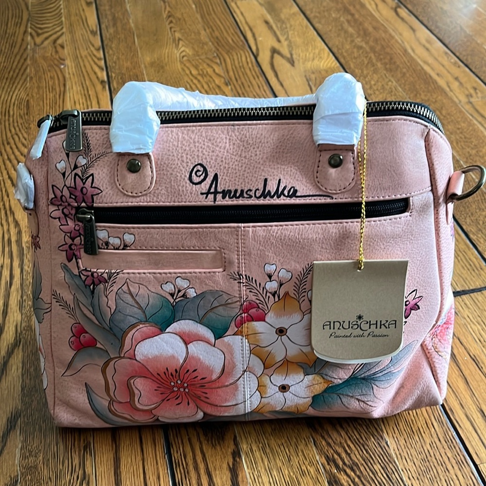 Anuschka Handpainted Leather ~ VINTAGE GARDEN ~  Crossbody bag